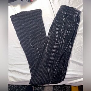 Black Velvet Pinstripe Pants